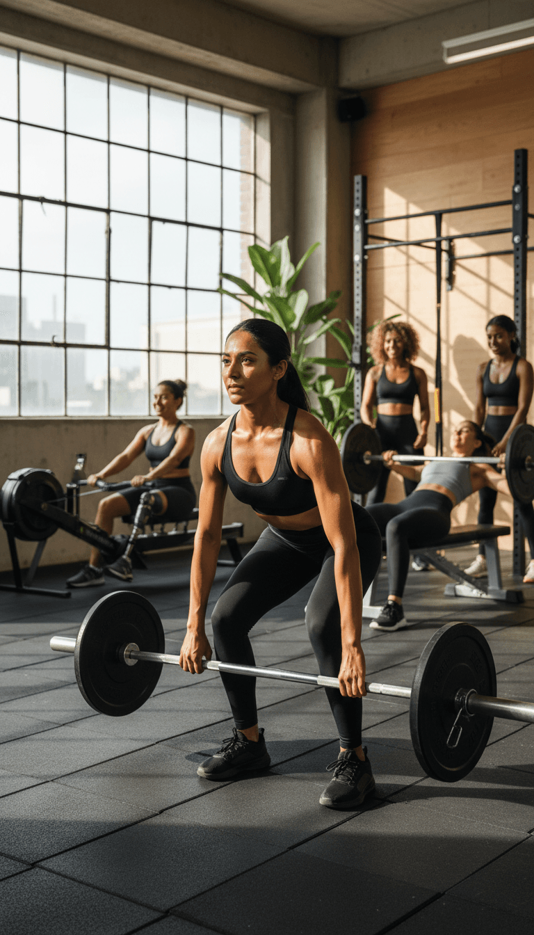 Women in a gym, showcasing strength and resilience through training exercises