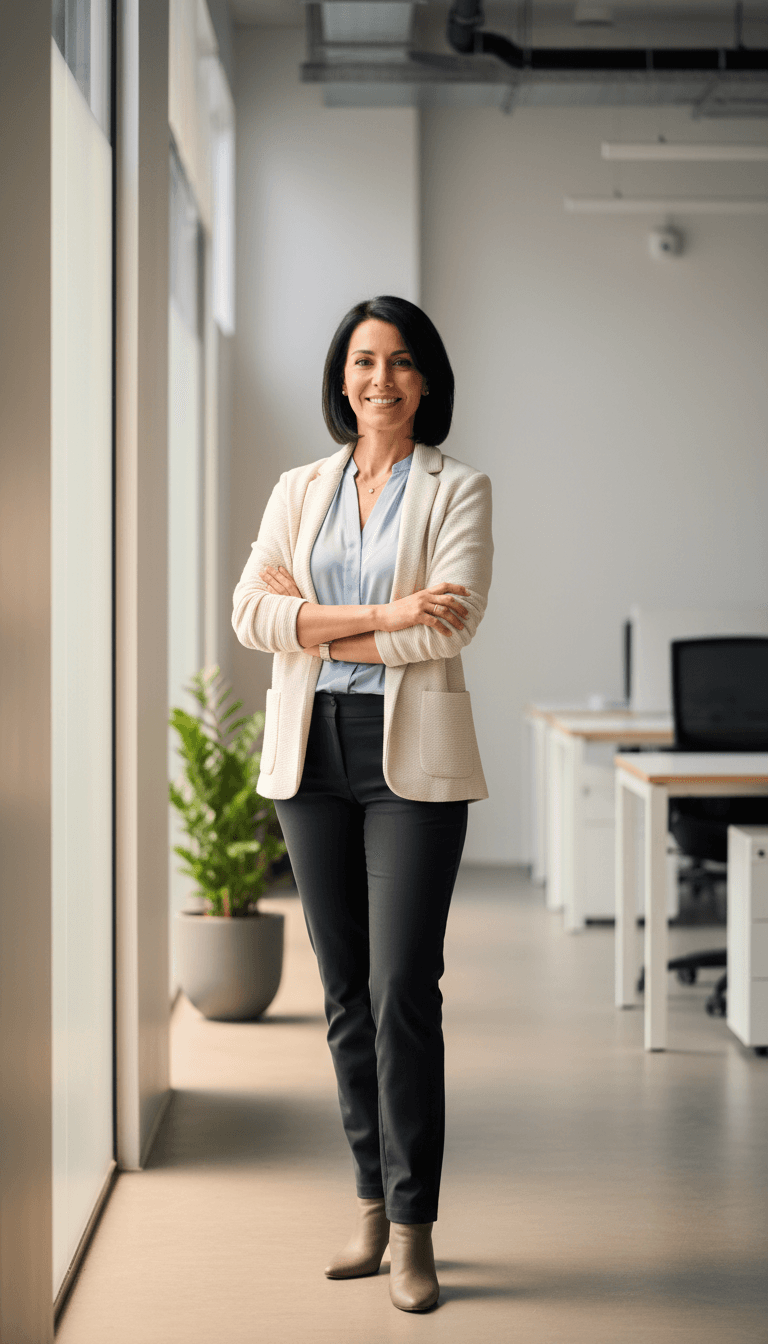 Woman standing with confident empowering presence