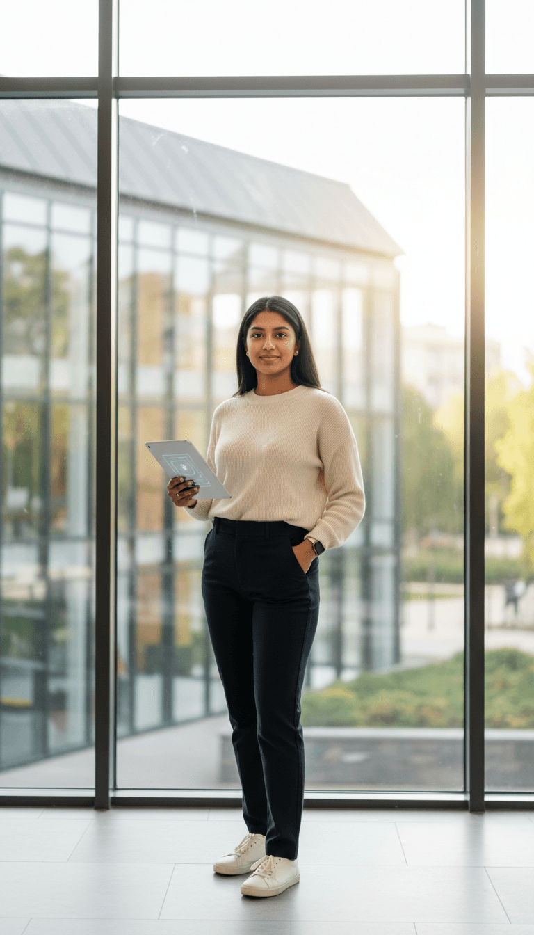 Young woman standing confidently